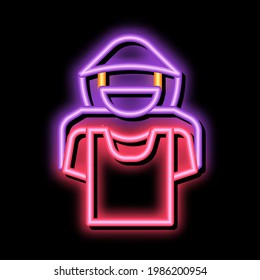 T-Shirt Shoplifter Concept neon light sign vector. Glowing bright icon T-Shirt Shoplifter Concept Sign. Isolated Contour Symbol Illustration