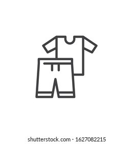 T-shirt and short line icon. linear style sign for mobile concept and web design. Clothes outline vector icon. Symbol, logo illustration. Vector graphics