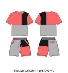 T-Shirt and Short Pants, Modern and Minimalist Style Design, Pink and Grey, Commercial Use