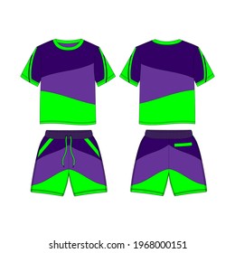 T-Shirt and Short Pants, Modern and Minimalist Style Design, Purple and Pink, Commercial Use