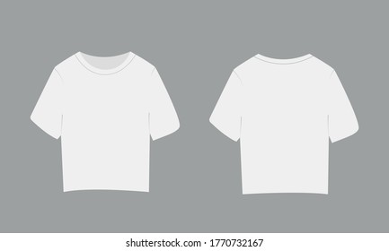 T-shirt with short sleeve.  Loose fit. Template on gray background. Shirt mock up in front and back view. Vector illustration