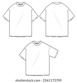 T-shirt short sleeve oversized mockup templates vector