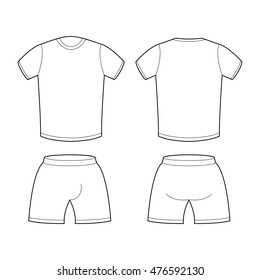 T-shirt and shorts Template for design. Sample for sports clothing soccer. Football shape blank curve