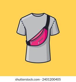 T-Shirt with shoulder strap bag vector illustration for Fanny Pack Day on March 12