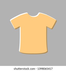 T-shirt sign. Emboss effect with light orange icon on gray background.