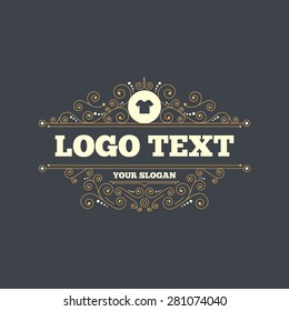 T-shirt sign icon. Clothes symbol. Flourishes calligraphic ornament. Vector