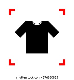 T-shirt sign illustration. Black icon in focus corners on white background. Isolated.
