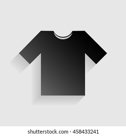 T-shirt sign illustration. Black paper with shadow on gray background.