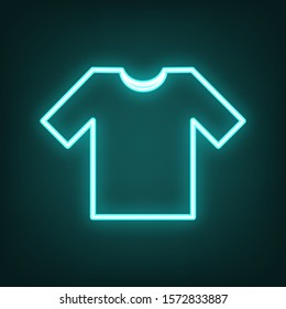 T-shirt sign illustration. Cyan neon icon in the dark. Bluring. Luminescence. Illustration.