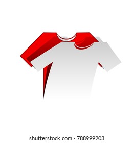 T-shirt sign illustration. Vector. Detachable paper icon with red body stock. Isolated.