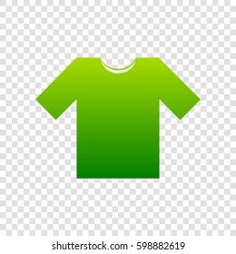 T-shirt sign illustration. Vector. Green gradient icon on transparent background.
