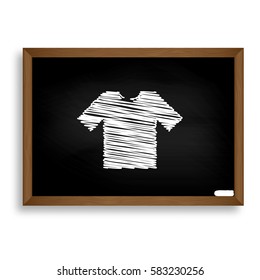 T-shirt Sign Illustration. White Chalk Icon On Black School Boar