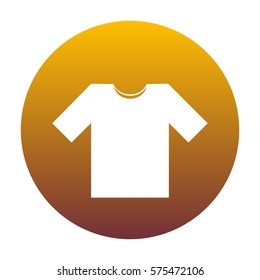 T-shirt sign illustration. White icon in circle with golden gradient as background. Isolated.
