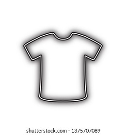 T-shirt sign. Vector. Double contour black icon with soft shadow at white background. Isolated.