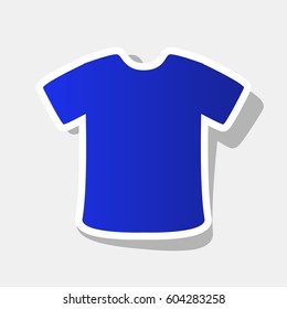 T-shirt sign. Vector. New year bluish icon with outside stroke and gray shadow on light gray background.