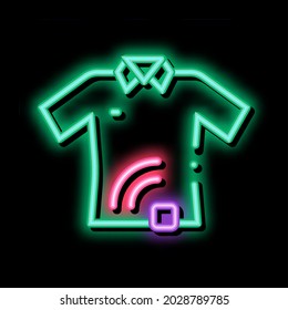 T-shirt with Signal Sensor neon light sign vector. Glowing bright icon T-shirt with Signal Sensor sign. transparent symbol illustration