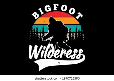 T-shirt silhouette bigfoot pine tree wilderness retro style