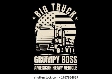 T-shirt silhouette truck boss american flag vintage style