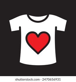 t-shirt simple icon with heart, vector illustration 