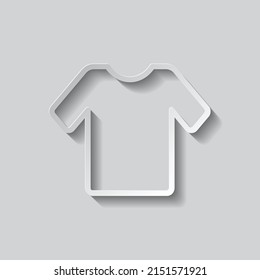 T-shirt simple icon vector. Flat design. Paper style with shadow. Gray background.ai