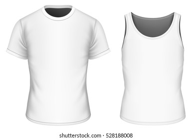 T-shirt and singlet for boys. Children's t-shirt. Fully editable handmade mesh. Vector illustration.