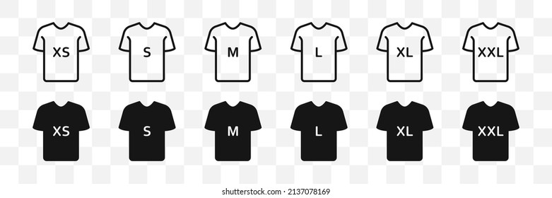 Tshirt Size Icon Set Clothing Size Stock Vector (Royalty Free ...