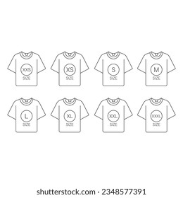 T-Shirt Size Icon Set Vector Design.