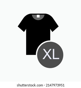 T-Shirt Size Icon. Text XL as Extra Large Measure Abbreviation, Symbol for Kinds of Fashion - Vector.
