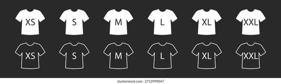 T-shirt size label and tags vector template icon for clothing, apparel, and garment illustration, isolated flat design for casual outfit, medium and large, man and woman