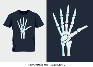 Ilustración del vector de mano de esqueleto de camisetas