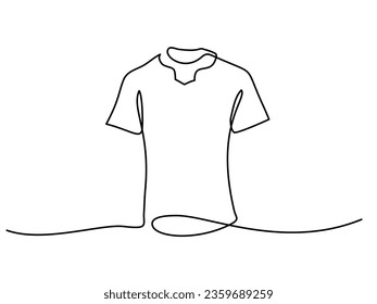 T-shirt sketch. Continuous one line drawing. Vector illustration outline art