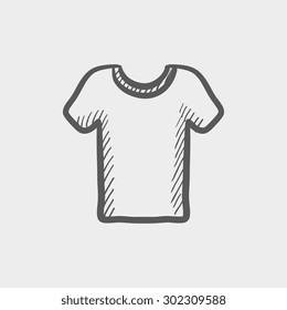 T-shirt sketch icon for web and mobile. Hand drawn vector dark grey icon on light grey background.