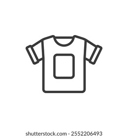 T-shirt with sleeves, icon in line design. T-shirt, sleeves, apparel, clothing, garment, shirt, fashion on white background vector. T-shirt with sleeves editable stroke icon