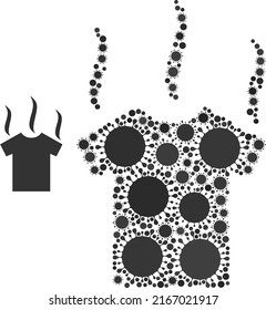 T-shirt smell mosaic icon. Vector collage is formed of scattered virus cell icons. Virus mosaic t-shirt smell icon. T-shirt smell mosaic for pandemic templates.