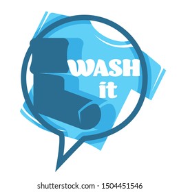 T-shirt and sock isolated icon, laundry room, clothes washing vector. Household chore and housekeeping, cleanliness and hygiene, cleaning clothing. Clean garments and linen, laundromat emblem or logo