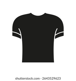 T-Shirt Solid Icon. Casual Clothing, Fashion Apparel, And Wardrobe Essentials Silhouette Symbol. Comfortable Everyday Wear. Isolated Vector Illustration.