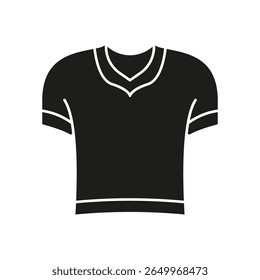 T-Shirt Solid Icon. Casual Clothing, Fashion Apparel, And Wardrobe Essentials Silhouette Symbol. Comfortable Everyday Wear. Isolated Vector Illustration.