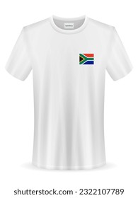 Tshirt with South Africa flag on a white background. Vector illustration.