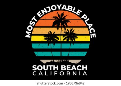 T-shirt south beach california sunset retro style vintage