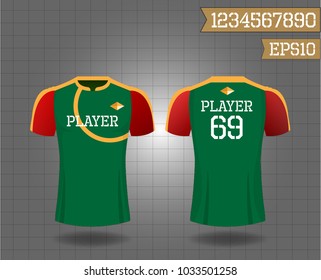 T-shirt sport design front and back ,Vector football and running t-shirt creative fashion design template.
