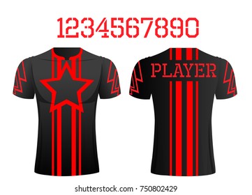 T-shirt sport design front and back  ,Vector football and running t-shirt creative fashion design template.