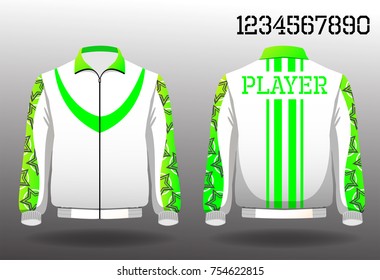 T-shirt sport design front and back ,Vector football and running t-shirt creative fashion design template,Warm coat sport design front and back.