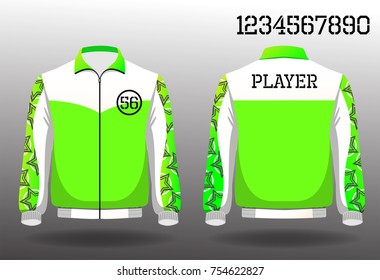 T-shirt sport design front and back ,Vector football and running t-shirt creative fashion design template,Warm coat sport design front and back.