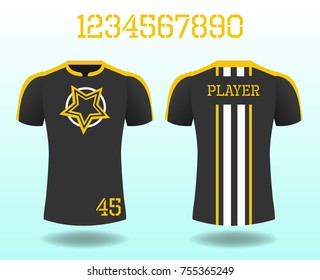 T-shirt sport design front and back ,Vector football and running t-shirt creative fashion design template.