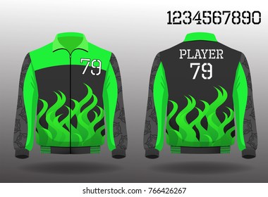 T-shirt sport design front and back ,Vector football and running t-shirt creative fashion design template,Warm coat sport design front and back.