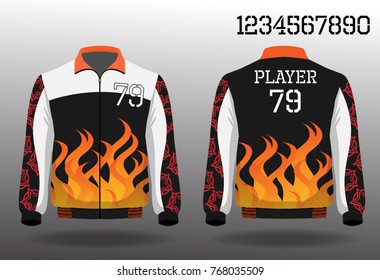 T-shirt sport design front and back ,Vector football and running t-shirt creative fashion design template,Warm coat sport design front and back.