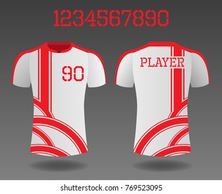 T-shirt sport design front and back ,Vector football and running t-shirt creative fashion design template.