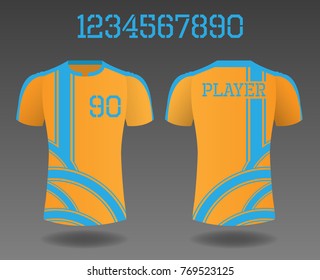 T-shirt sport design front and back ,Vector football and running t-shirt creative fashion design template.