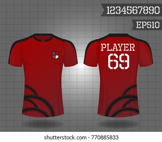T-shirt sport design front and back ,Vector football and running t-shirt creative fashion design template.