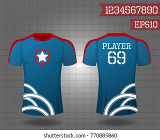 T-shirt sport design front and back ,Vector football and running t-shirt creative fashion design template.